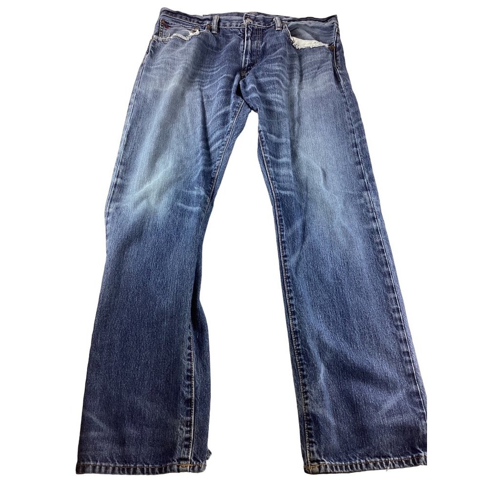 Men's Polo Ralph Lauren Distressed Dungarees Jeans *35x32 *Blue  *Denim